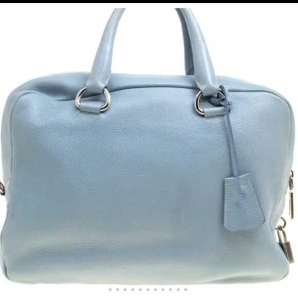 PRADA Light Blue Leather Bowler Handbag - Picture 4 of 16